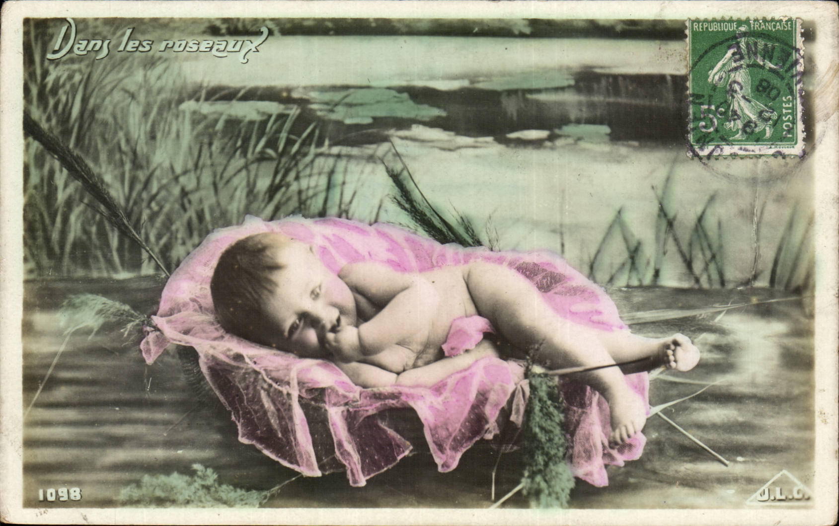 CPA Fantasy Child Baby In the reeds