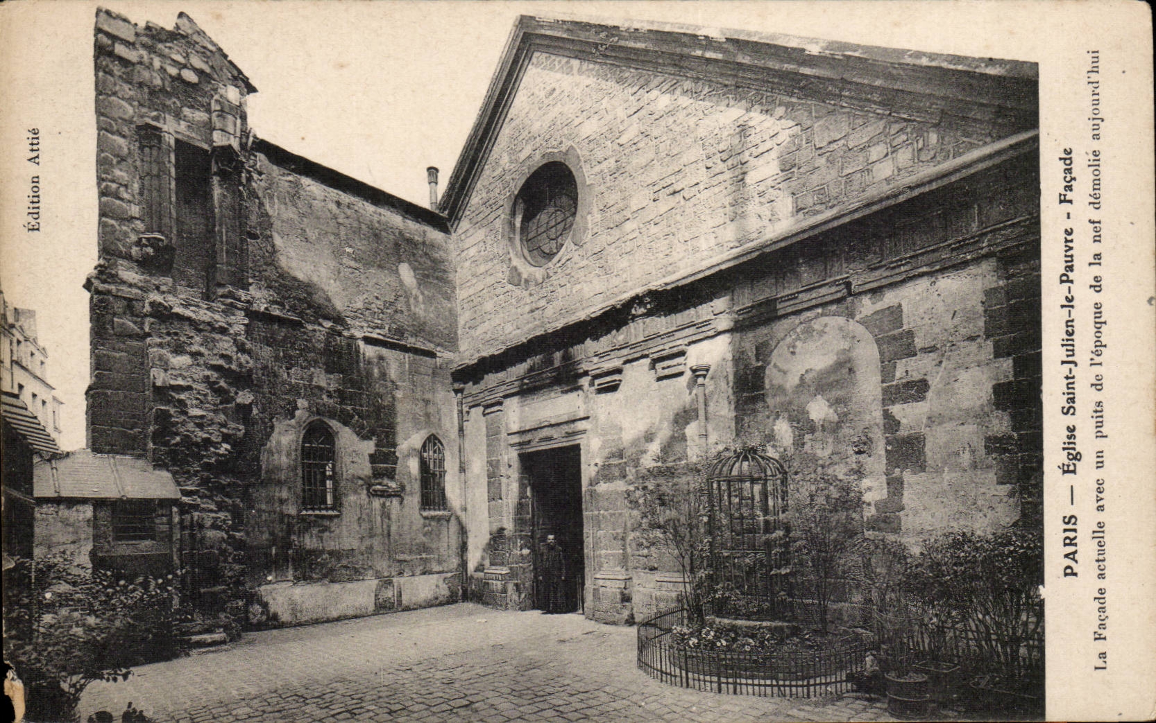 Paris CPA Church Saint Julien the Poor Frontage