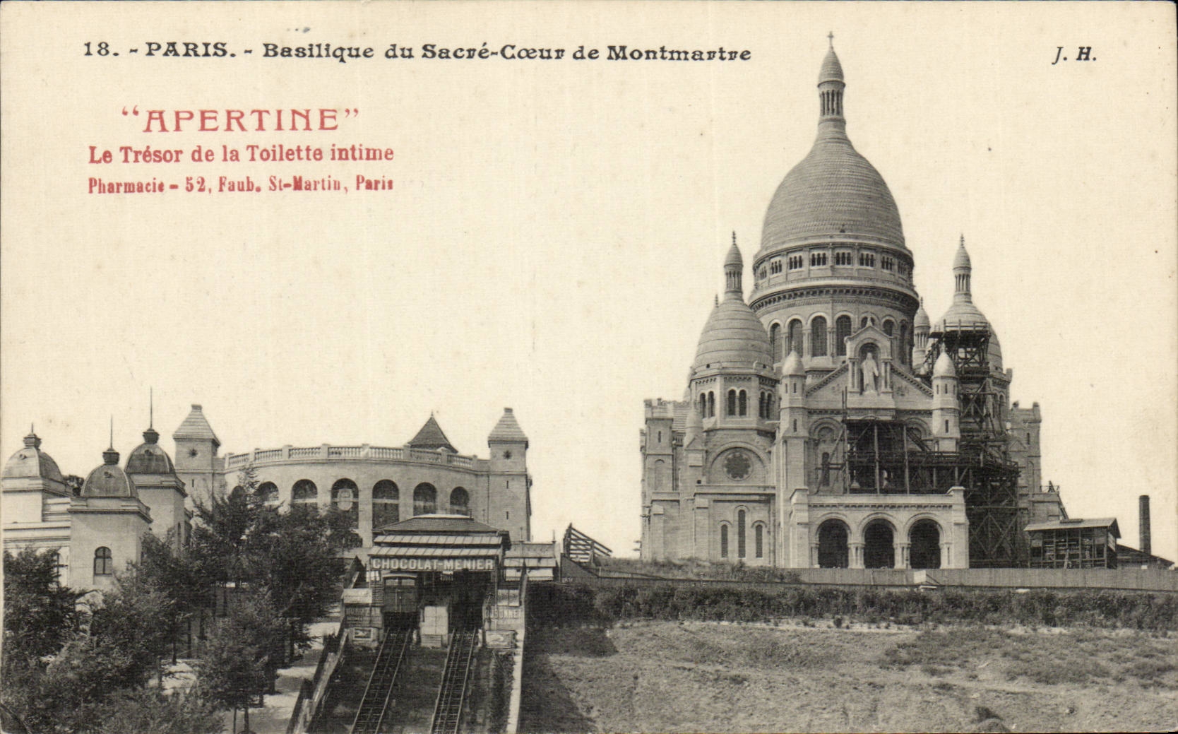 Paris CPA Basilique du Sacre Coeur de Montmartre publicite Apertine
