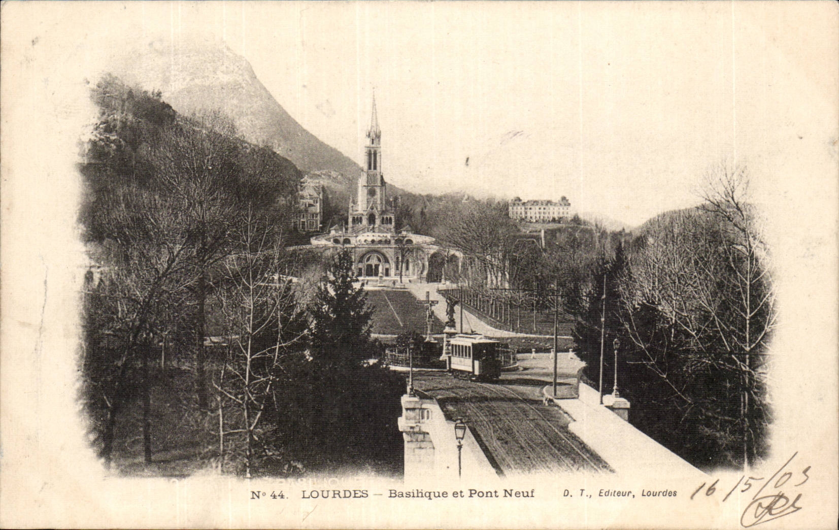CPA Lourdes Basilica and new bridge