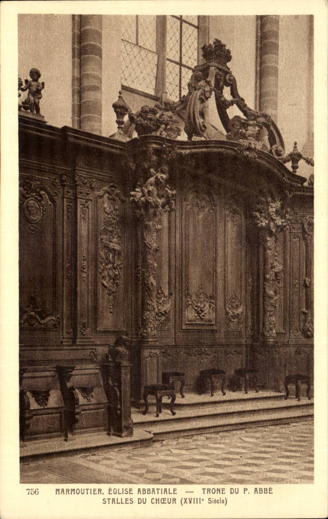 CPA Marmoutier Abbey church Throne of the P Abbot Stalls of the chorus