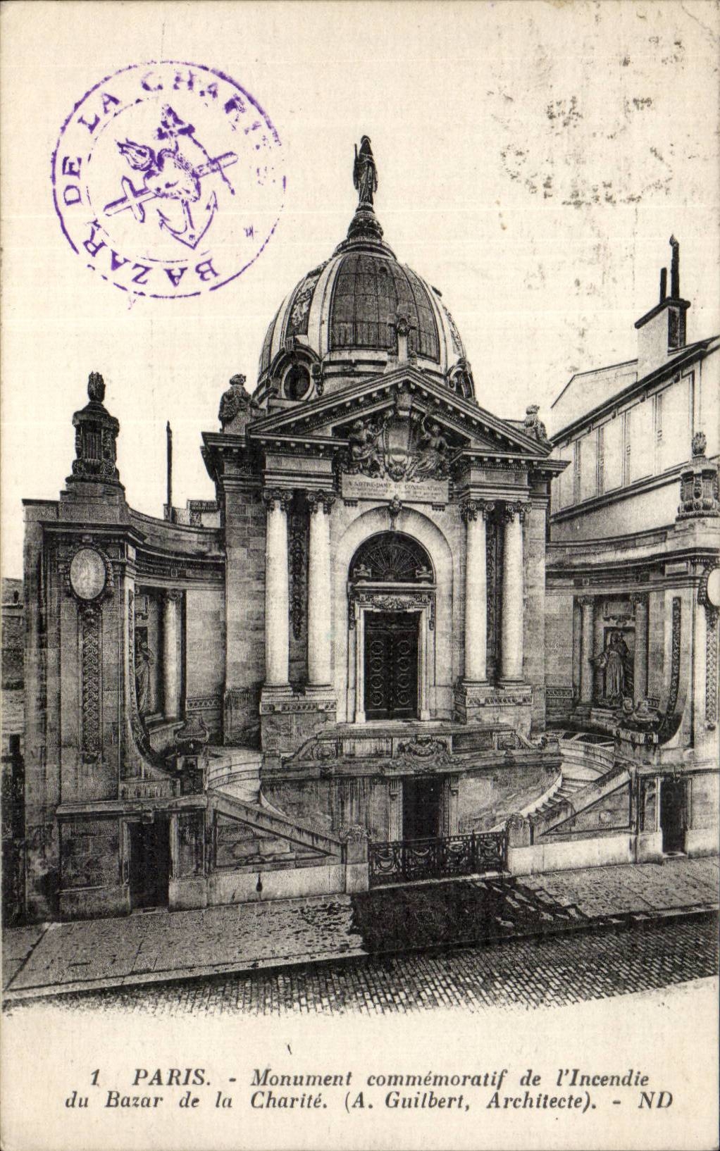 Paris CPA Monument commemoratif de l'incendie du bazar de la charite 