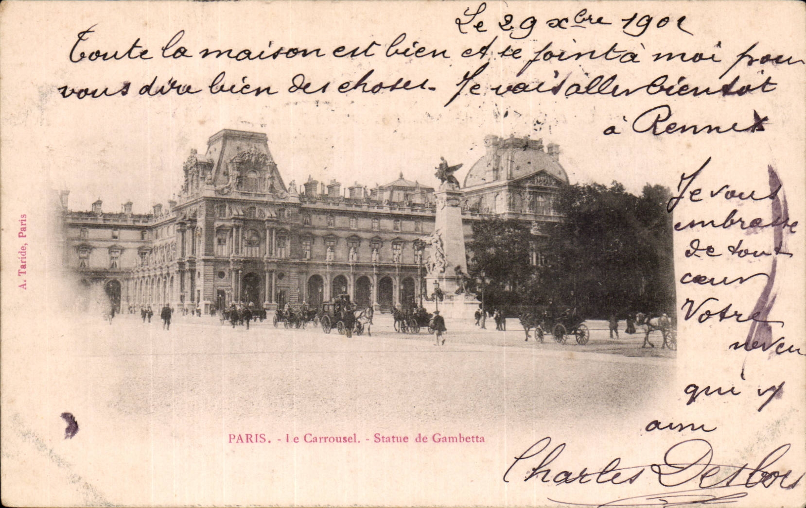 Paris CPA Le CArrousel Statue de Gambetta