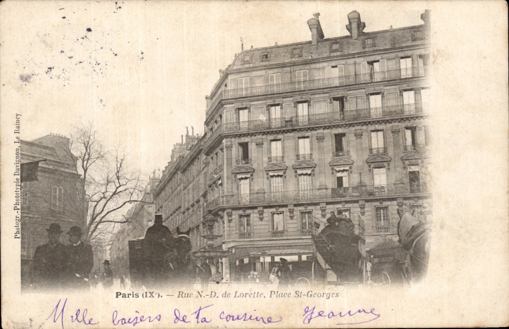 Paris CPA Rue Nd de Lorette Place St Georges