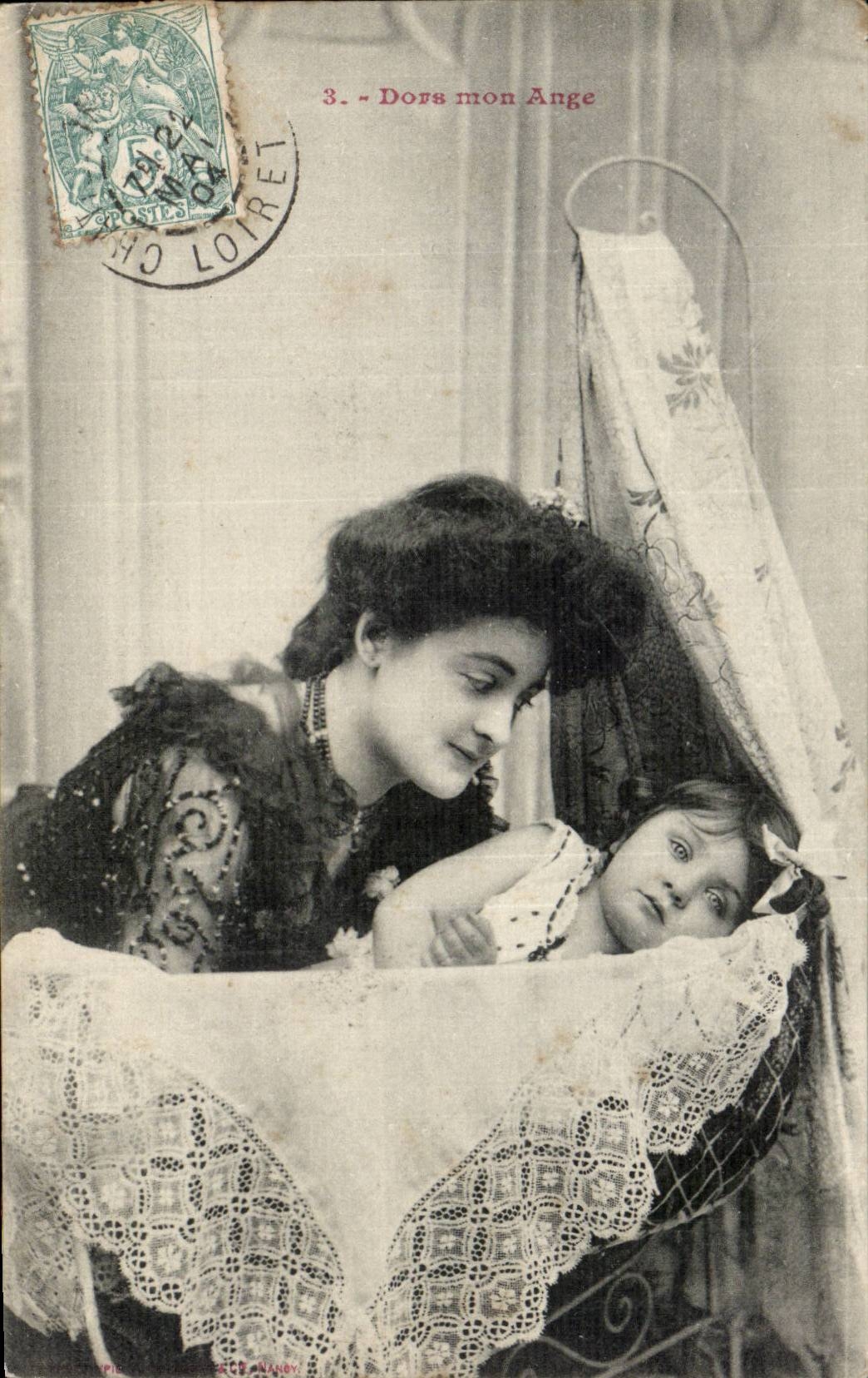 CPA Fantasy Woman and child Sleep my angel