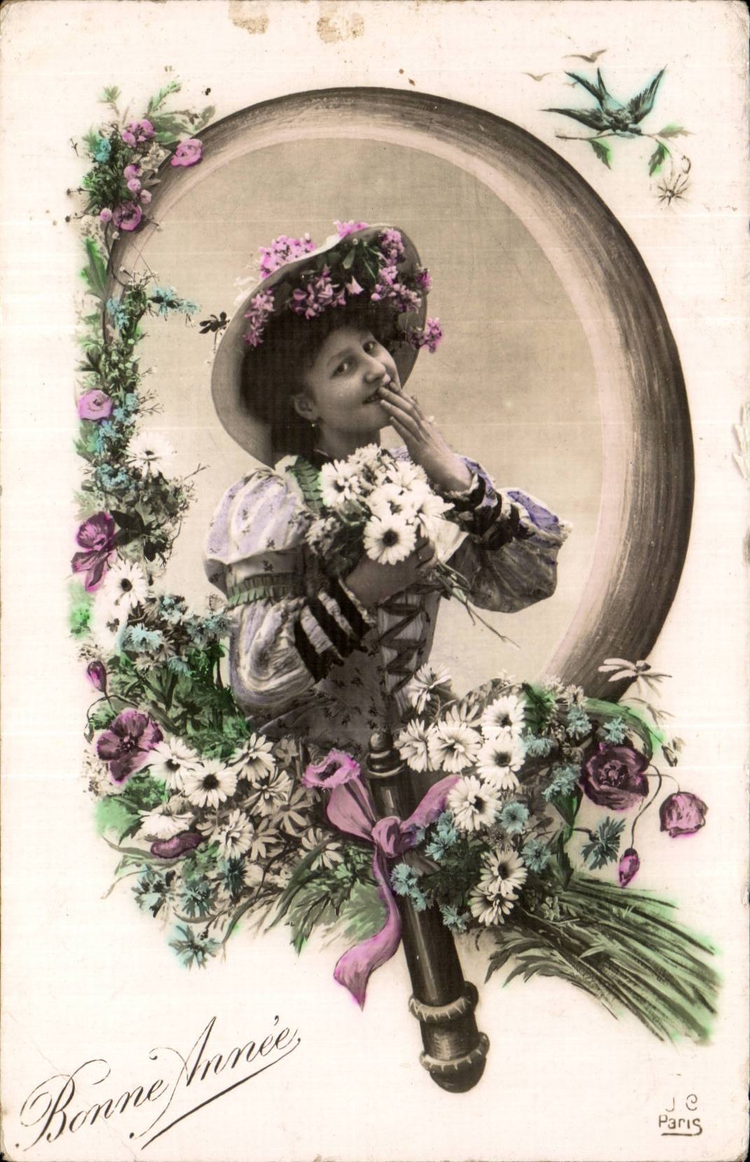 CPA Fantasy Child Woman Happy New Year