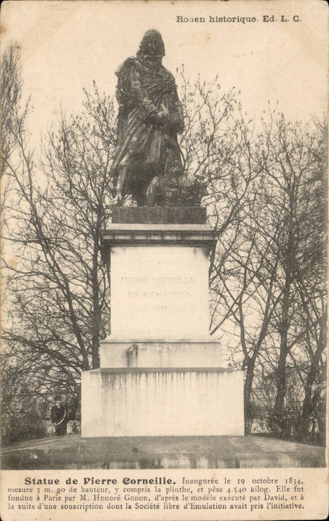 CPA Rouen Statue of Pierre Crow