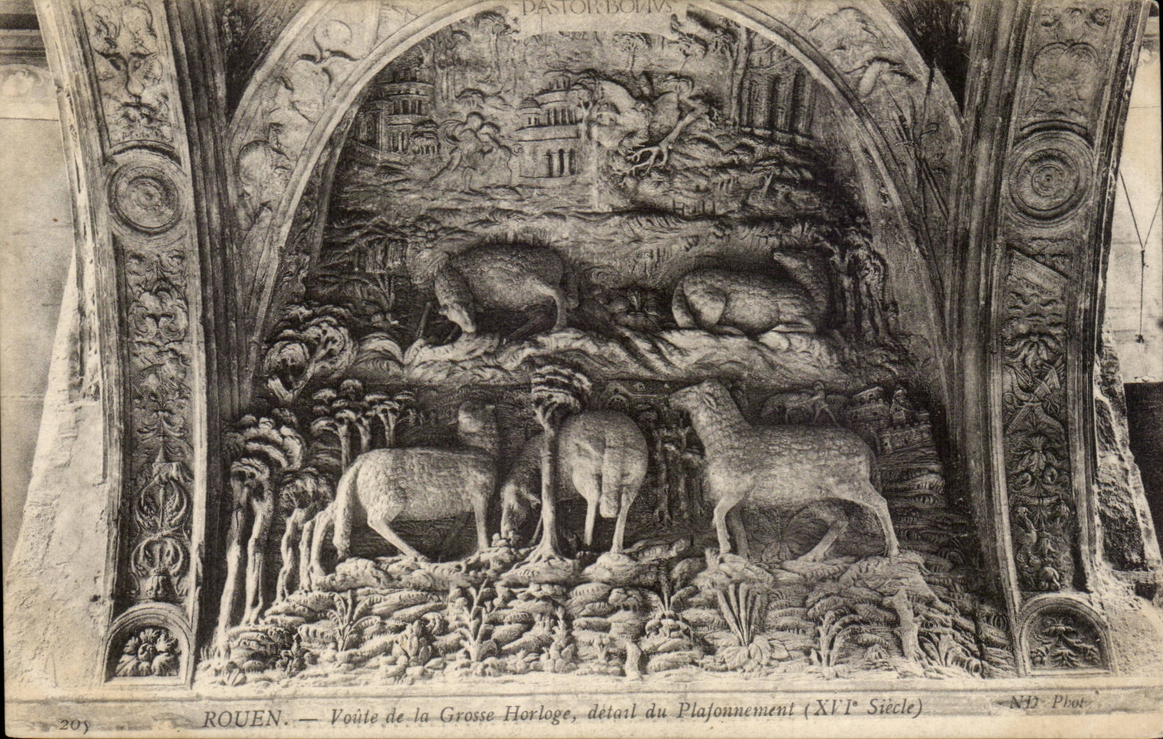 CPA Rouen Arches large clock detail of the levelling off