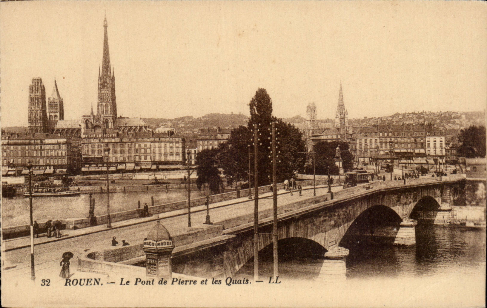 CPA Rouen the stone bridge and quays