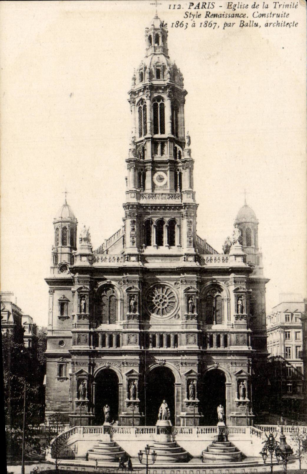 Paris CPA Church of the Trinity Style Renaissance