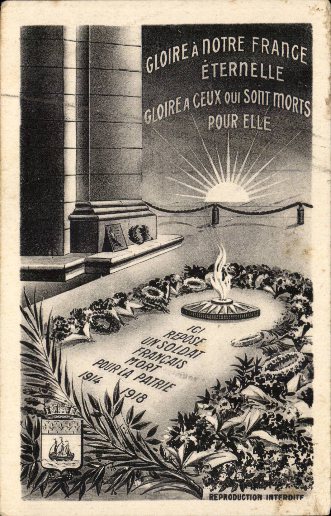 Paris - 8 - Tomb of Unknown soldier - Illustration - Glory has Our Eternal France - CPA