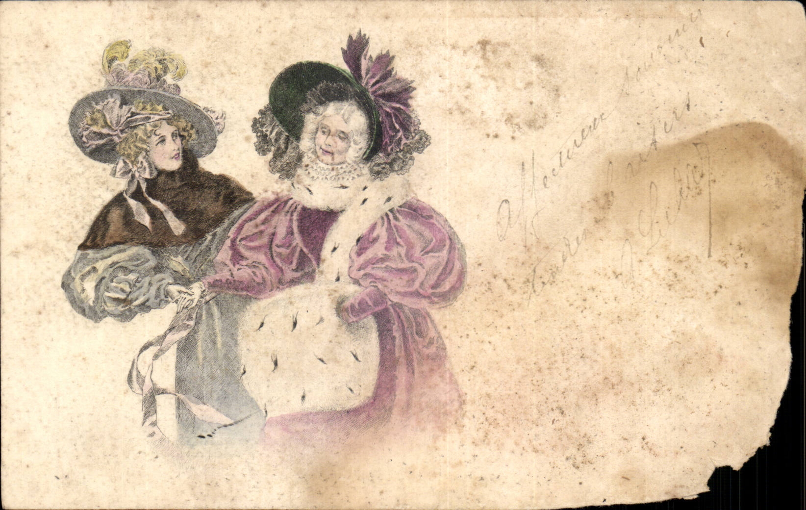 Fantasy - Woman - Woman and her treat mother - CPA