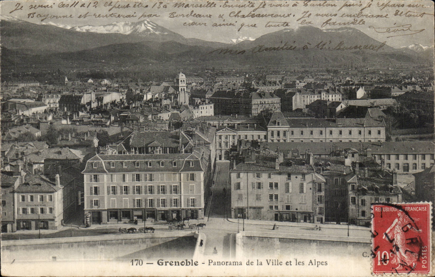 Isere - Grenoble - Panorama of the City and the Alps - CPA