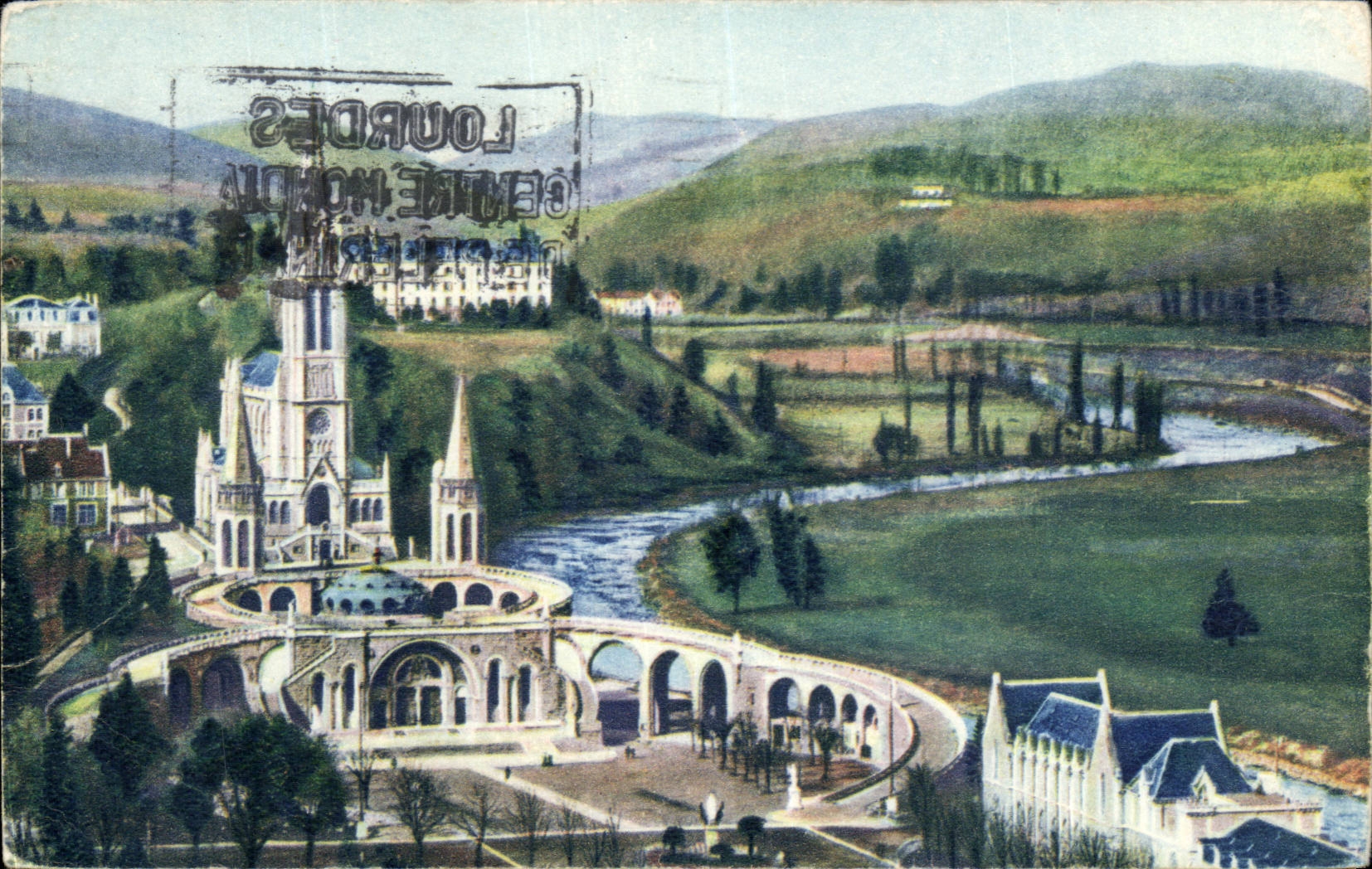 Lourdes - the Basilica - the Castle Fort - CPA