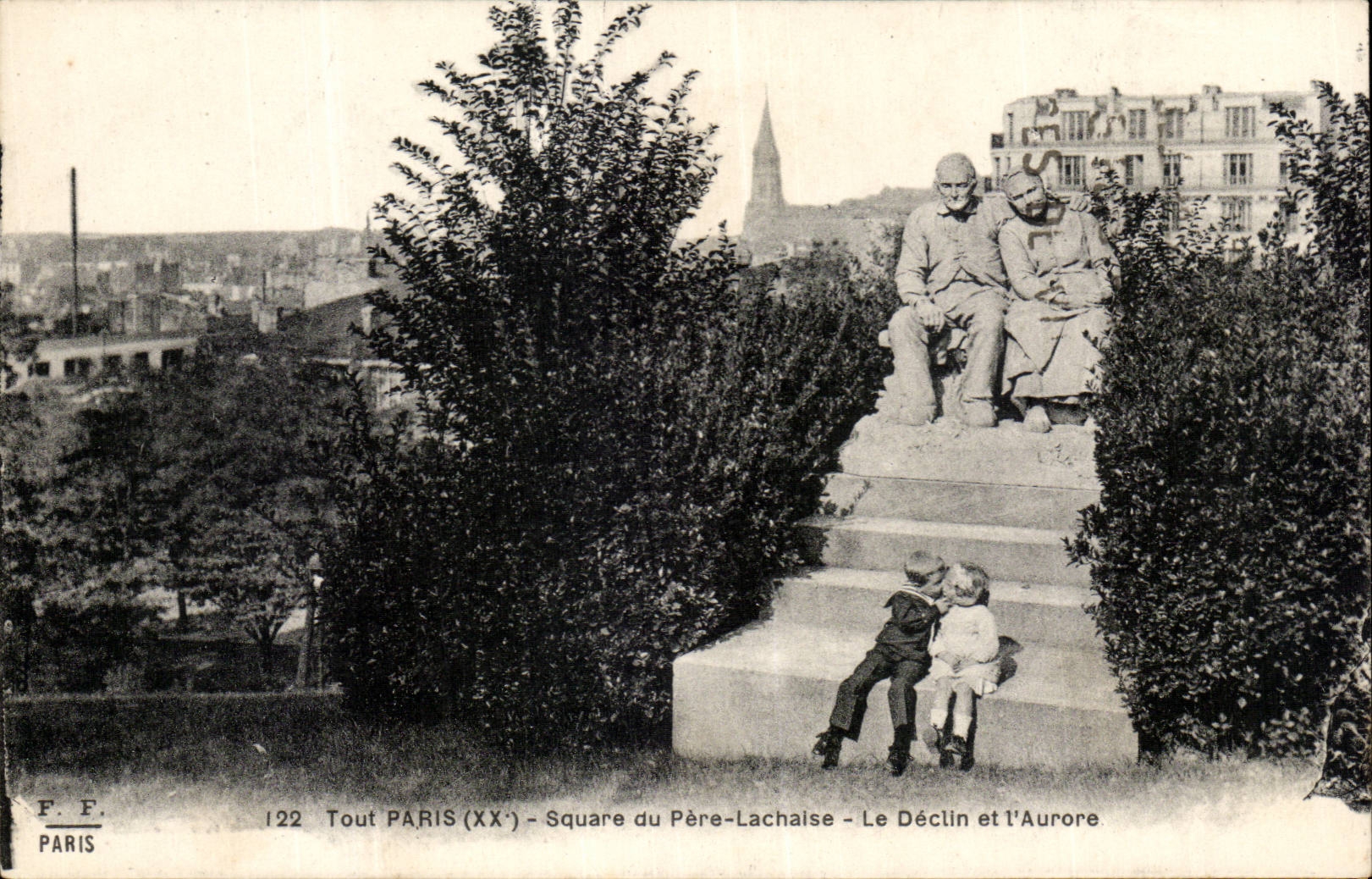 Paris - 20 - Public garden of the Lachaise Father - Decline and Dawn - children - charming card - CPA