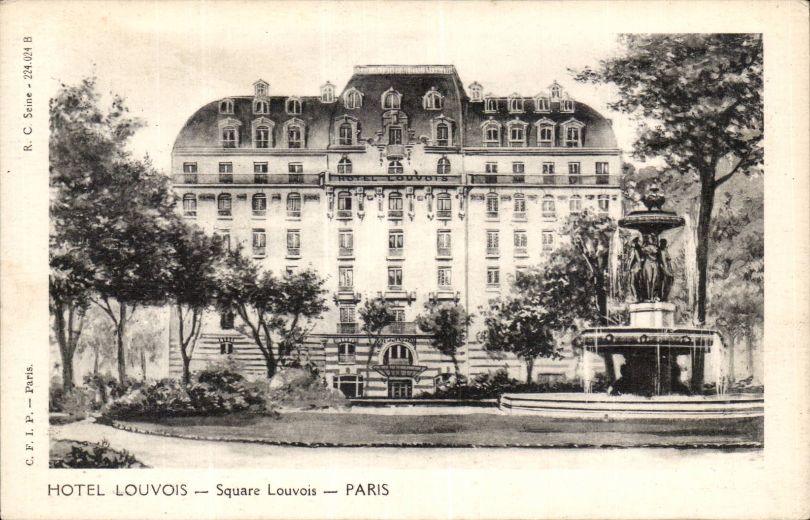 Paris - 2 - Louvois Public garden - Louvois Hotel - CPA