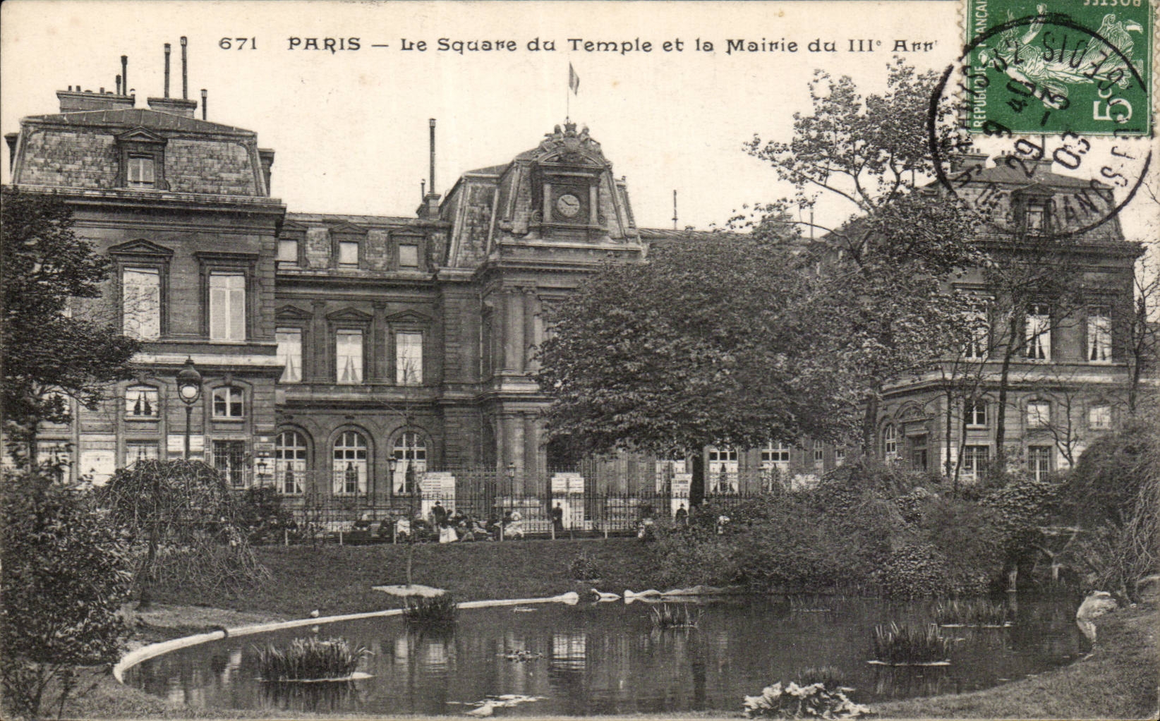 Paris - 3 - der allgemeine Garten des Tempel- und Rathauses des Bezirkes III - CPA