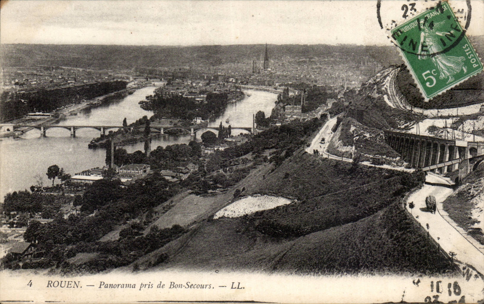 Rouen - Panorama taken of Bonsecours - CPA