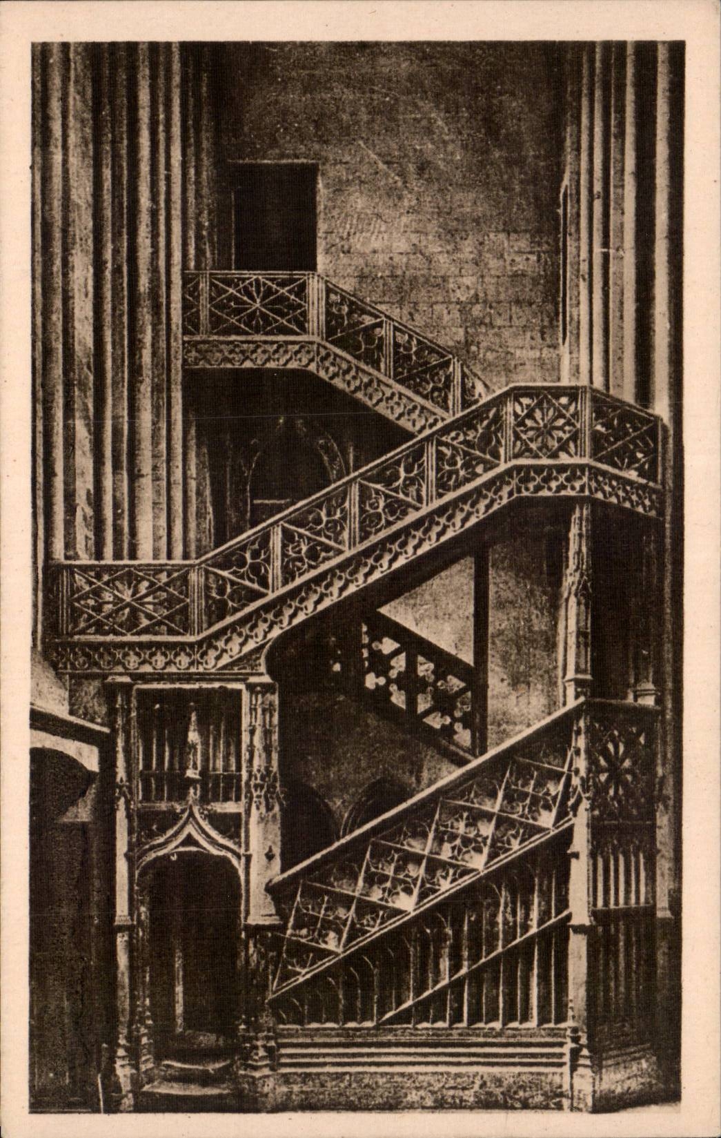 Rouen - Staircase of the Library - CPA
