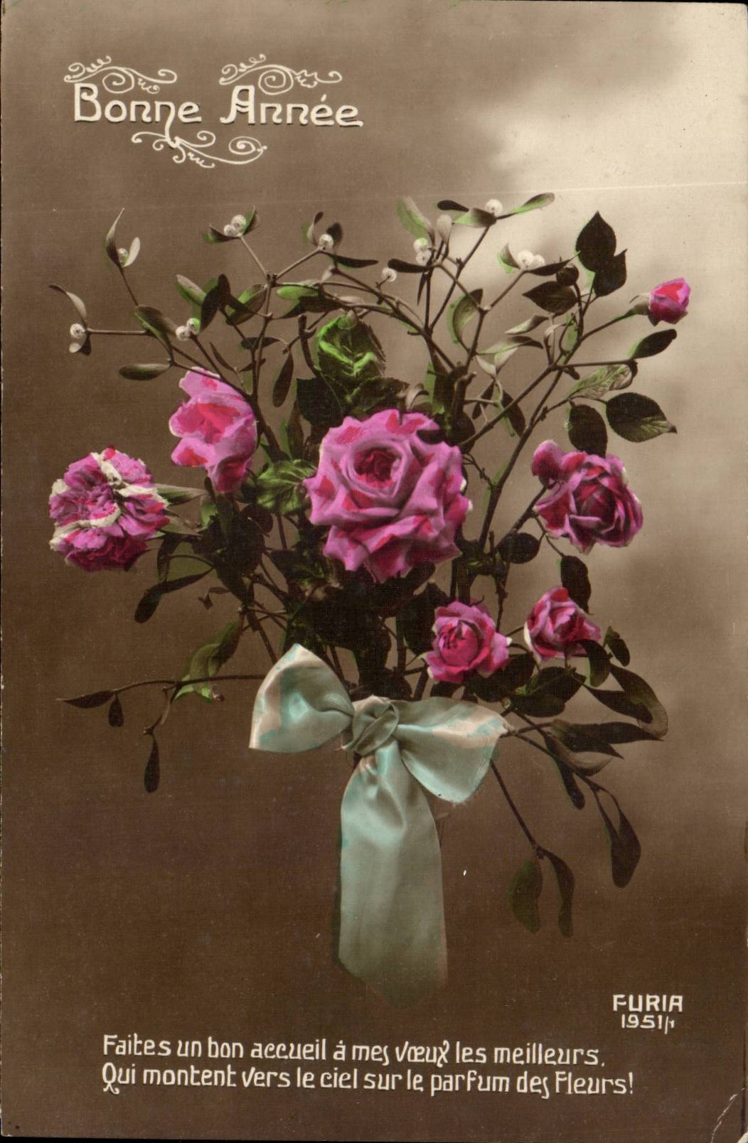 Festivals - Happy New Year - Flowers - Flowers - houx - holly - CPA