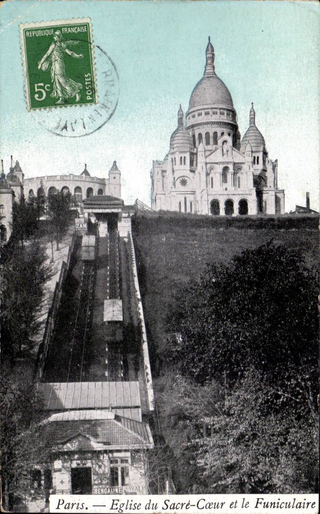 CPA Paris Eglise du Sacre Coeur et le funiculaire Montmartre