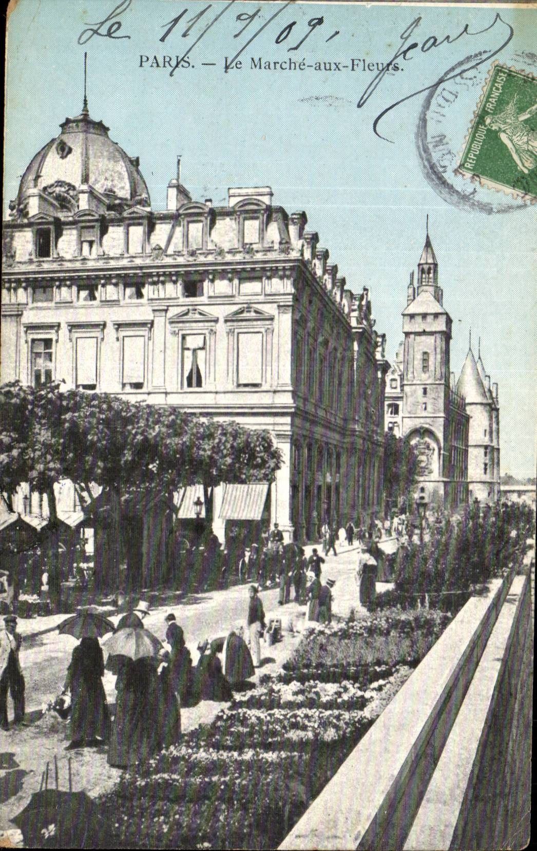 CPA Paris Market with the flowers