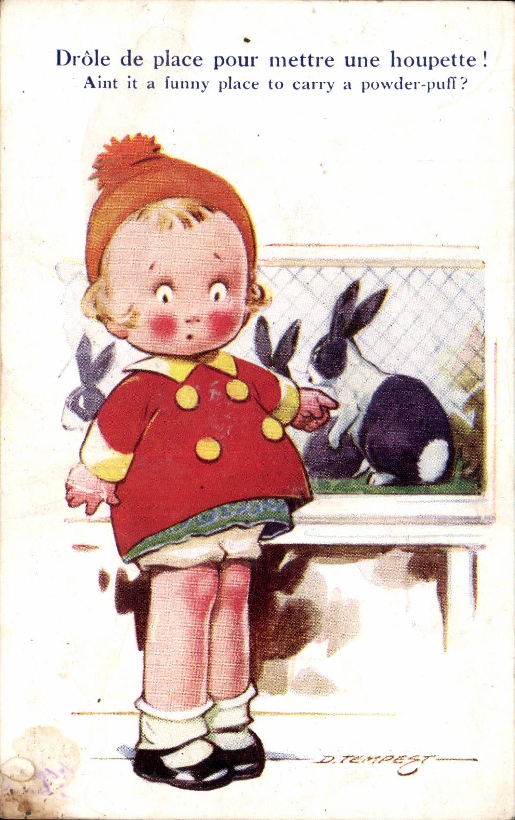 Fantasy - Child - rabbit - rabbit - Funny Place for has powder puff - Funny of place to put a houpette - CPA