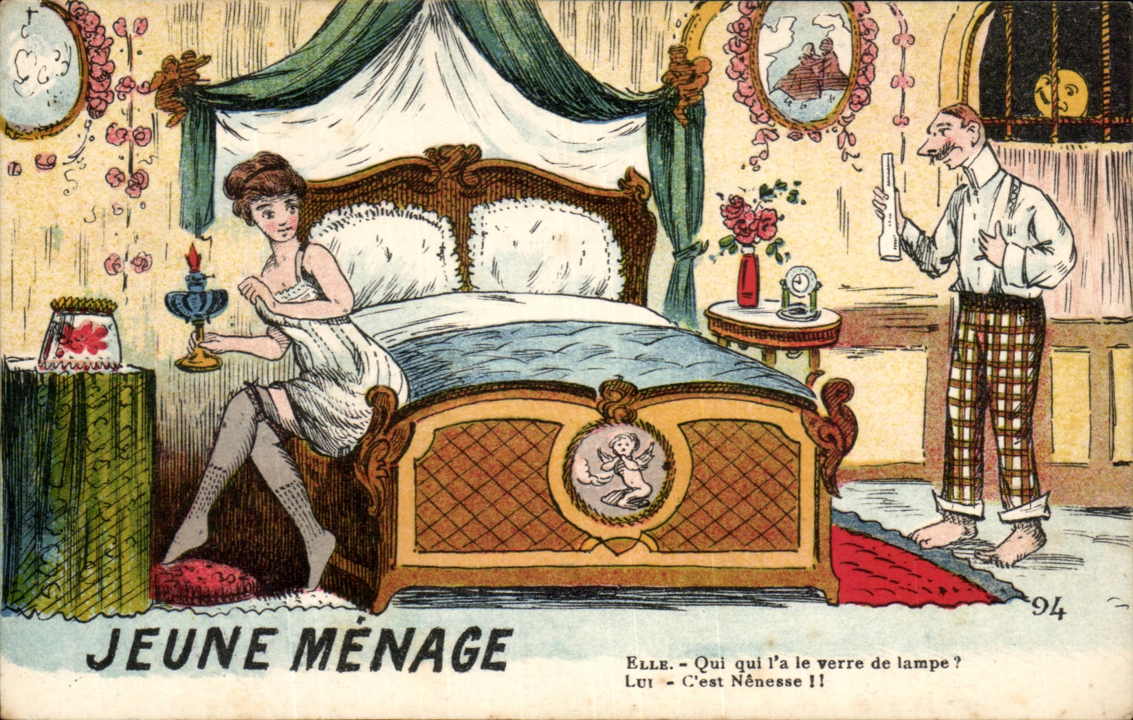 Humour - Couple - Jeune Menage - attractive card - CPA