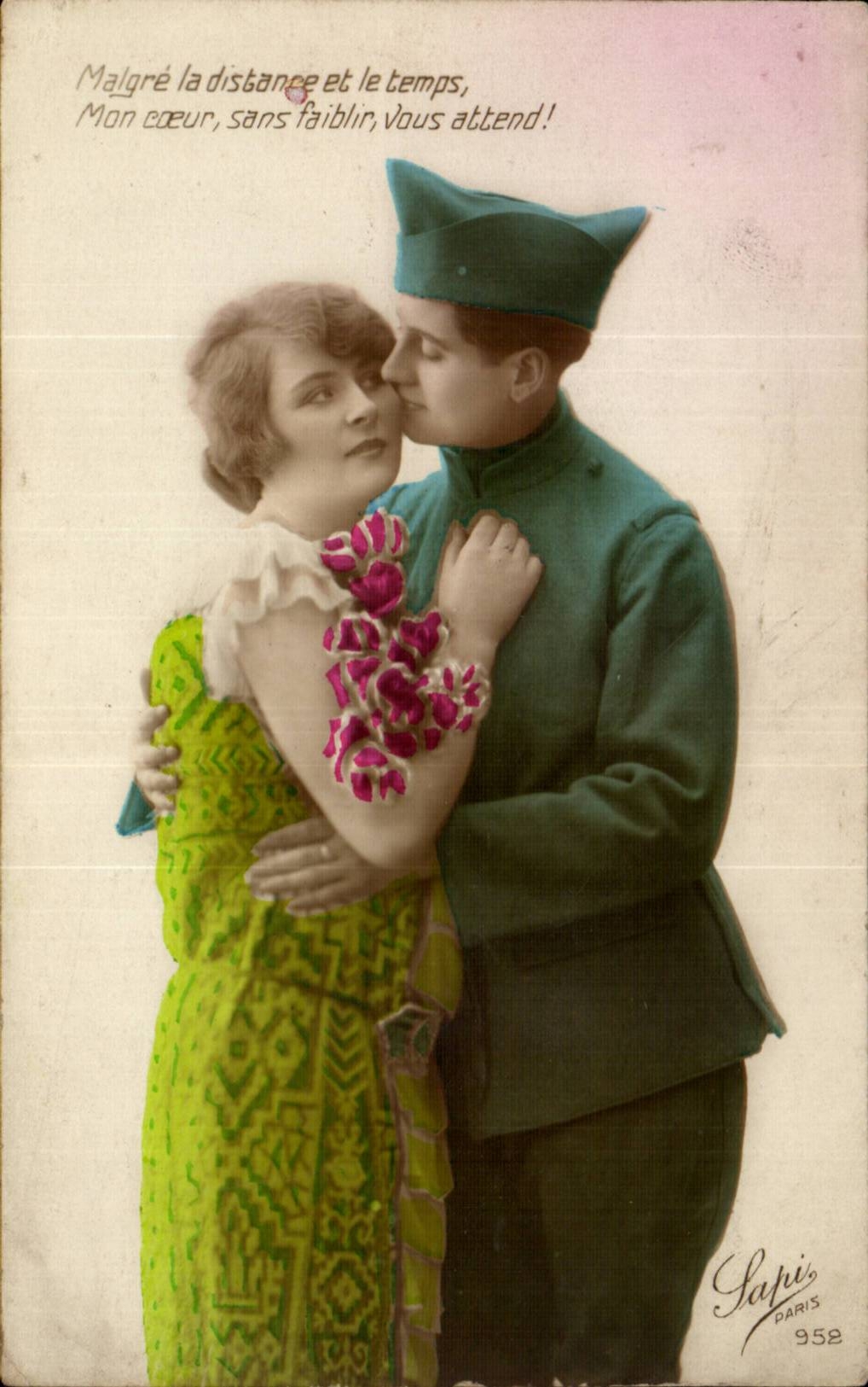Fantaisie - Couple - Militaria - Soldat - Soldier - CPA 