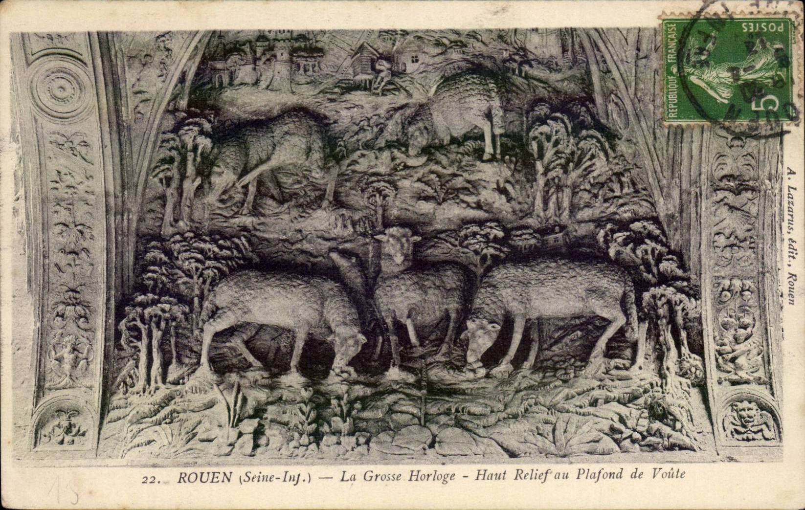 Rouen CPA the large clock High relief with the ceiling of Vault