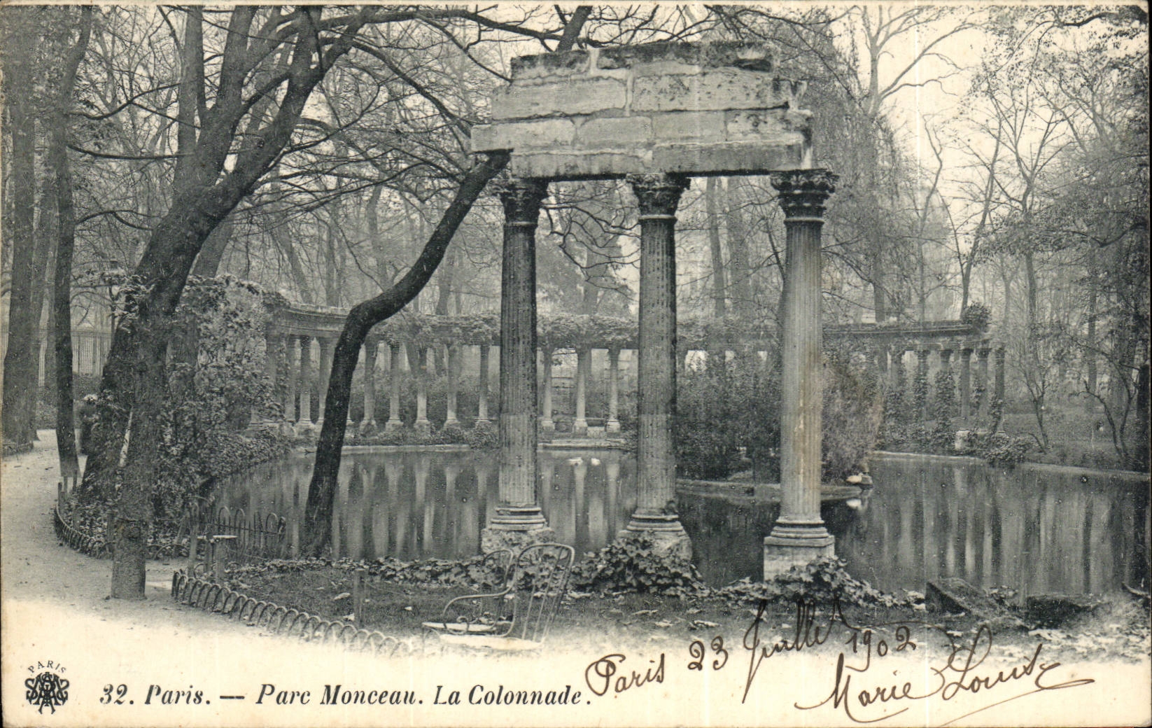 Paris CPA Park Heap the colonnade