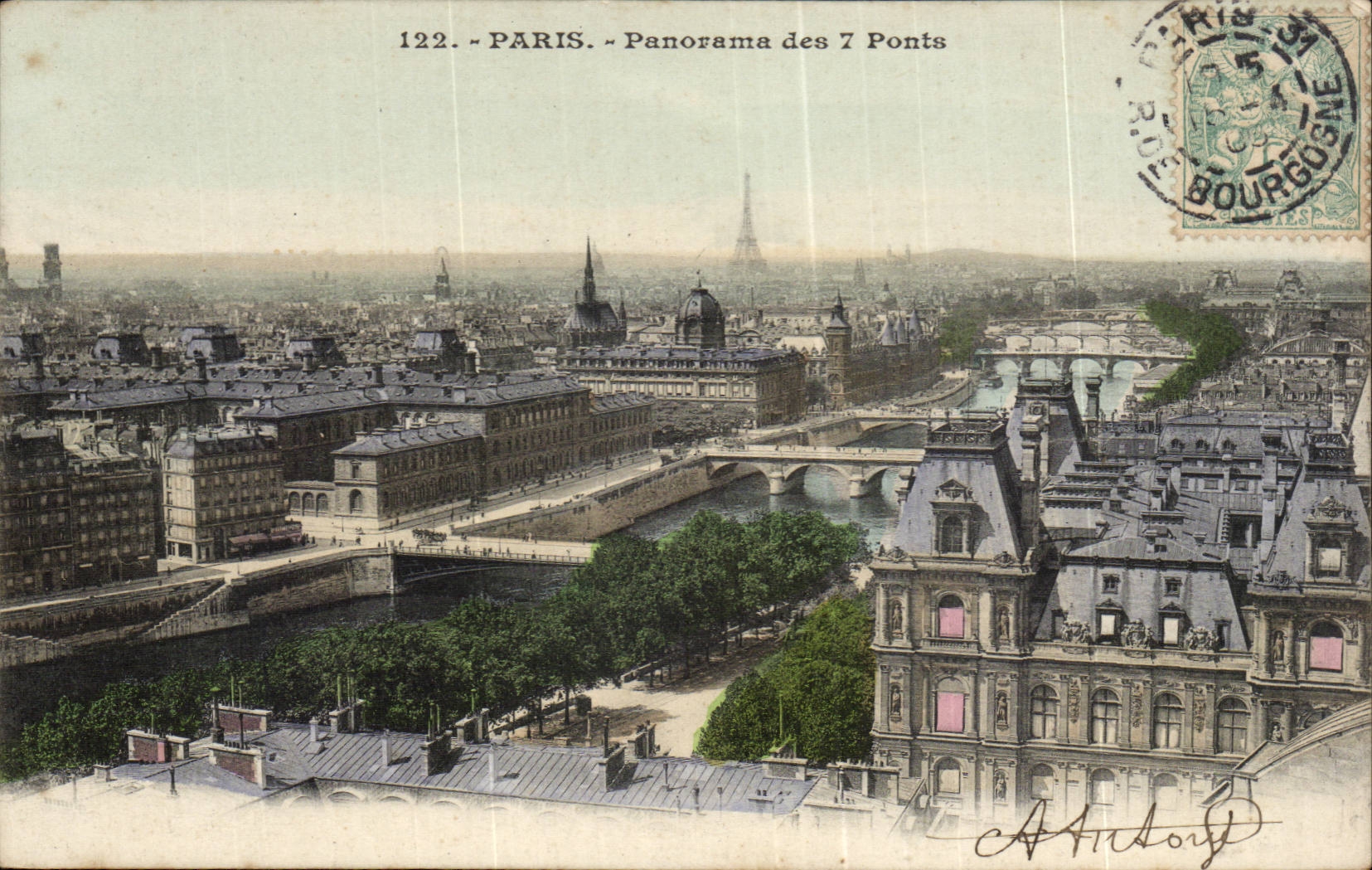 Paris CPA Panorama des sept ponts