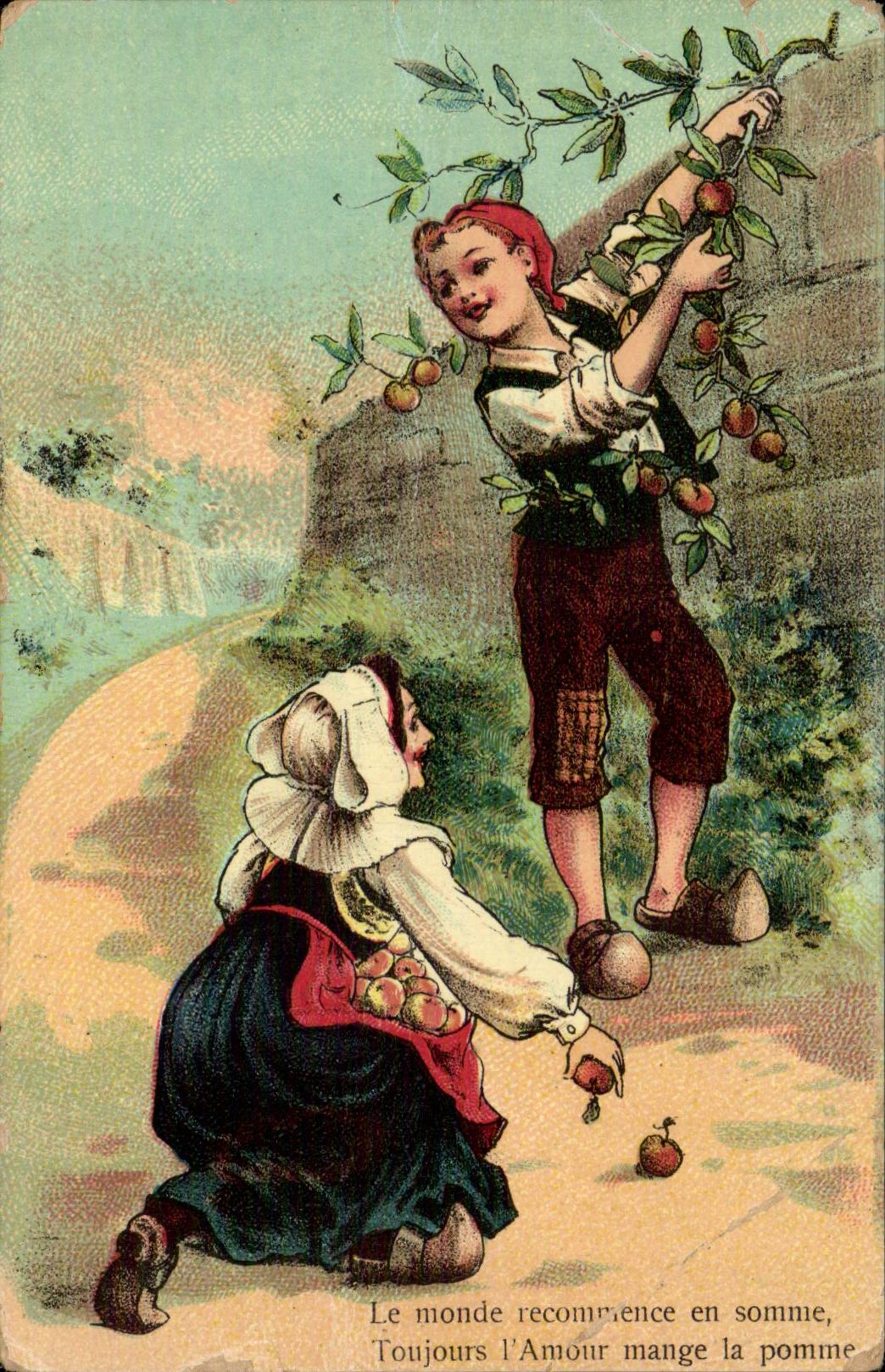 Peasant CPA Fantasy collecting apples