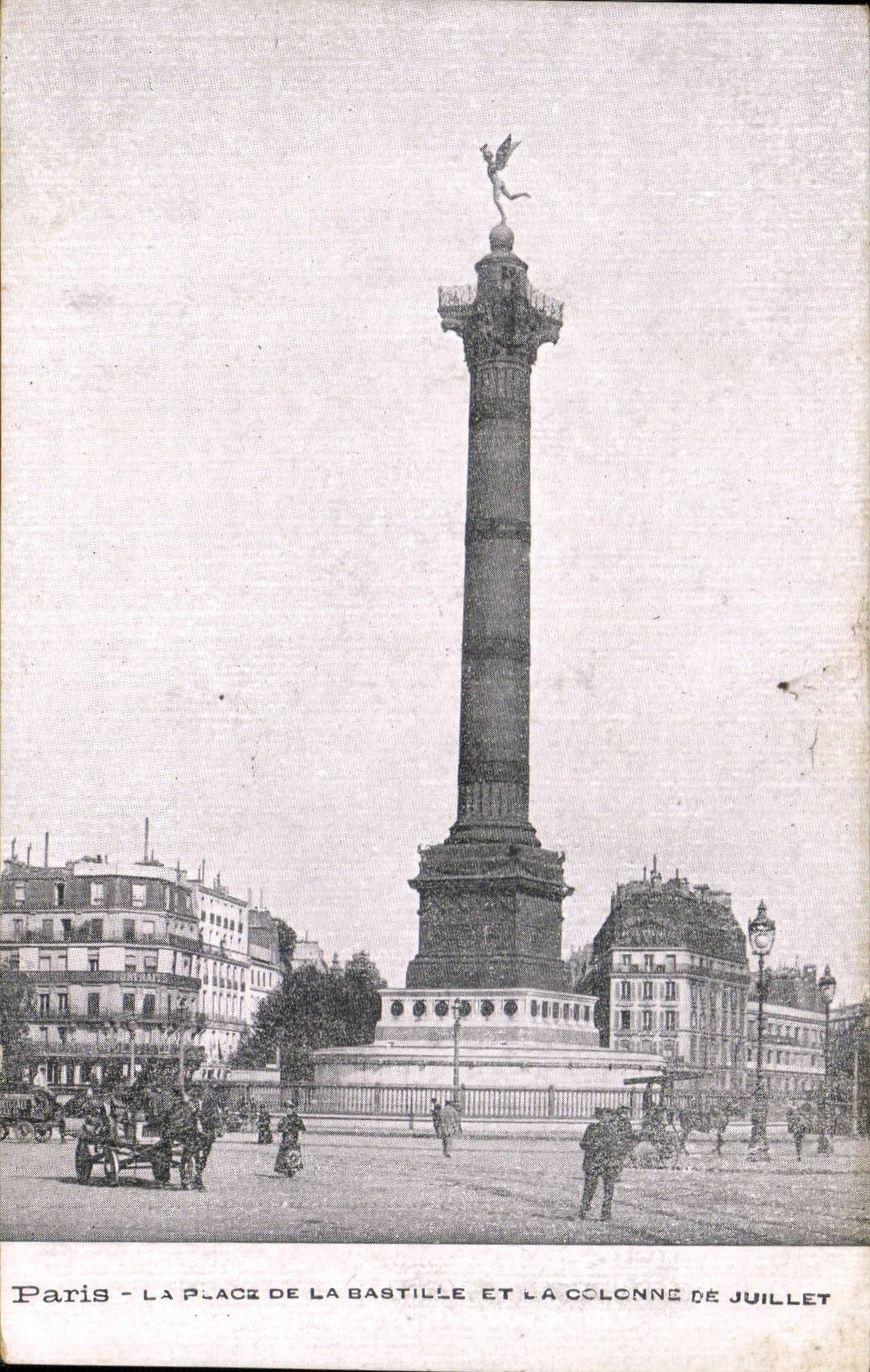 CPA Paris Places Bastille and the column of July