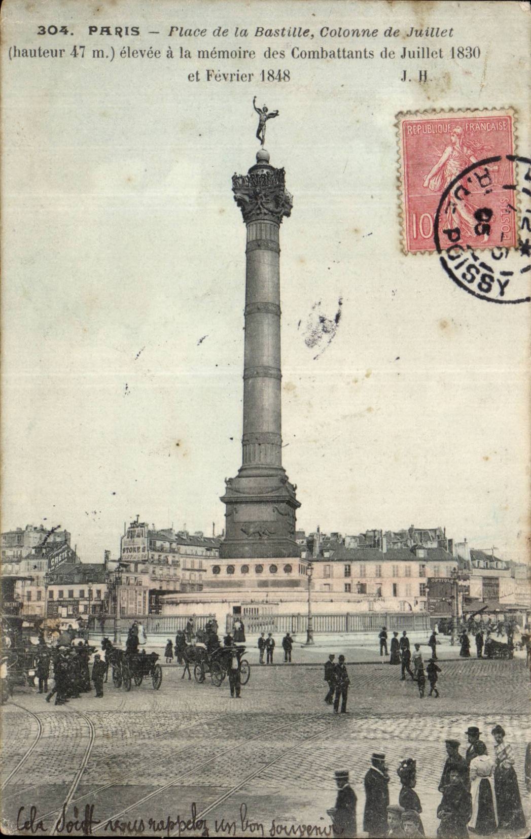 CPA Paris Places Bastille Column of July
