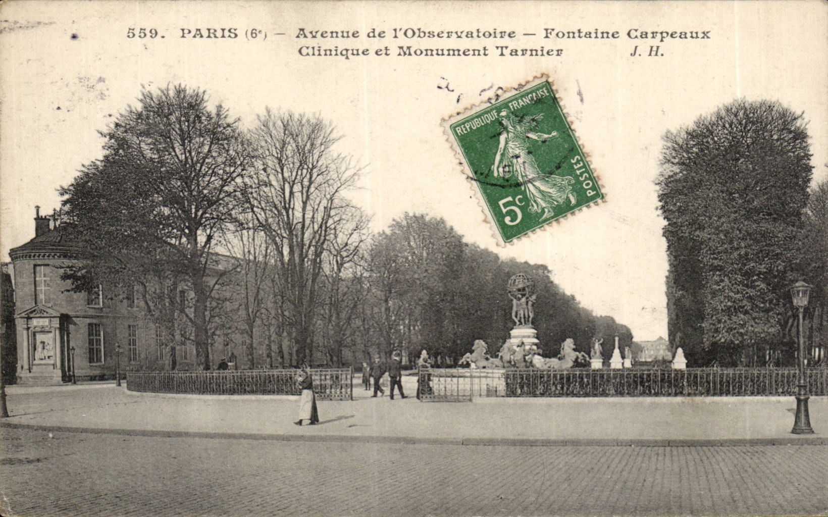 CPA Paris Avenue of the observatory Clinical Carpeaux Fountain and Tarnier monument