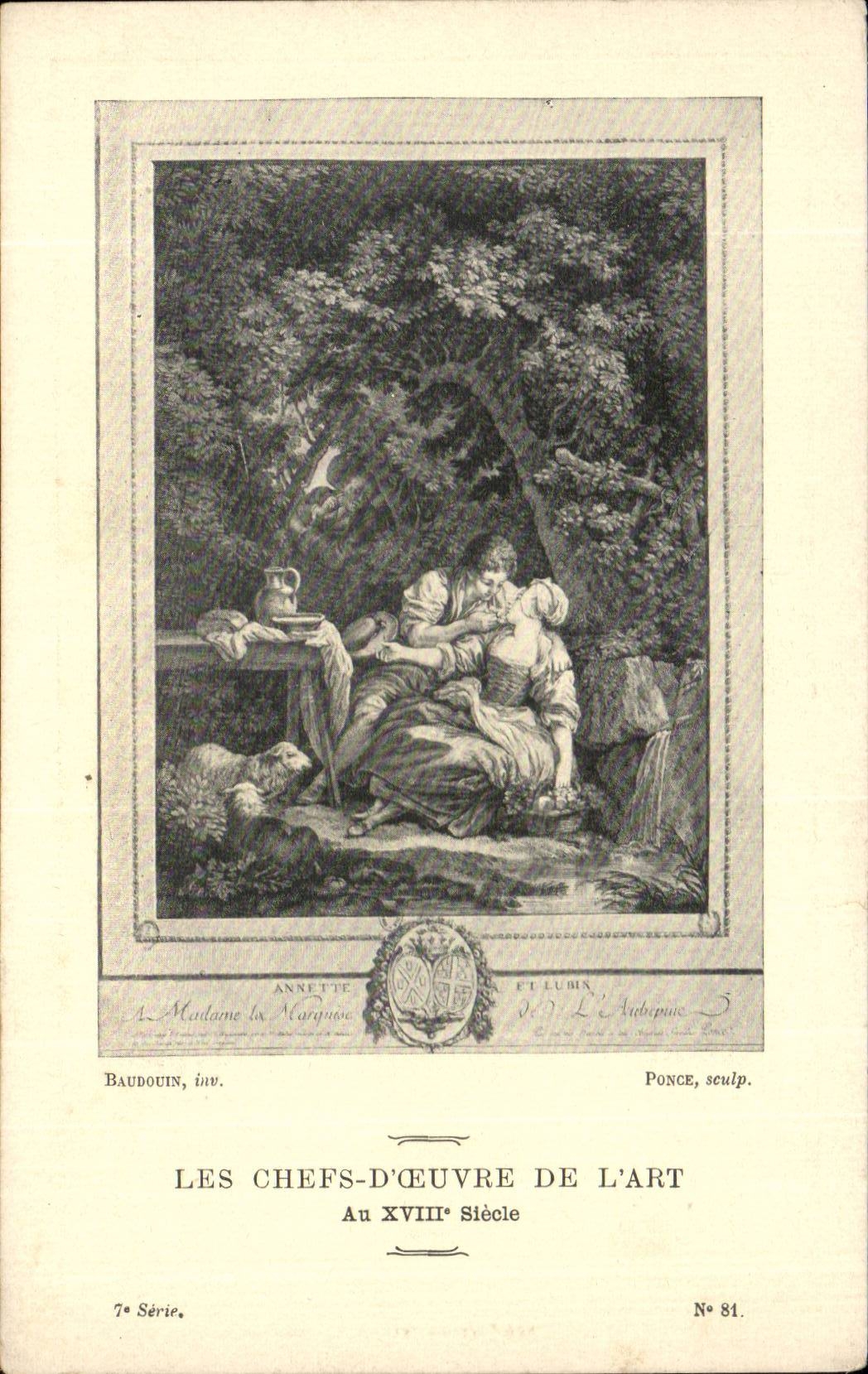 CPA Fantaisie Les chefs d'oeuvre de l'art au 18eme Annette et Lubin