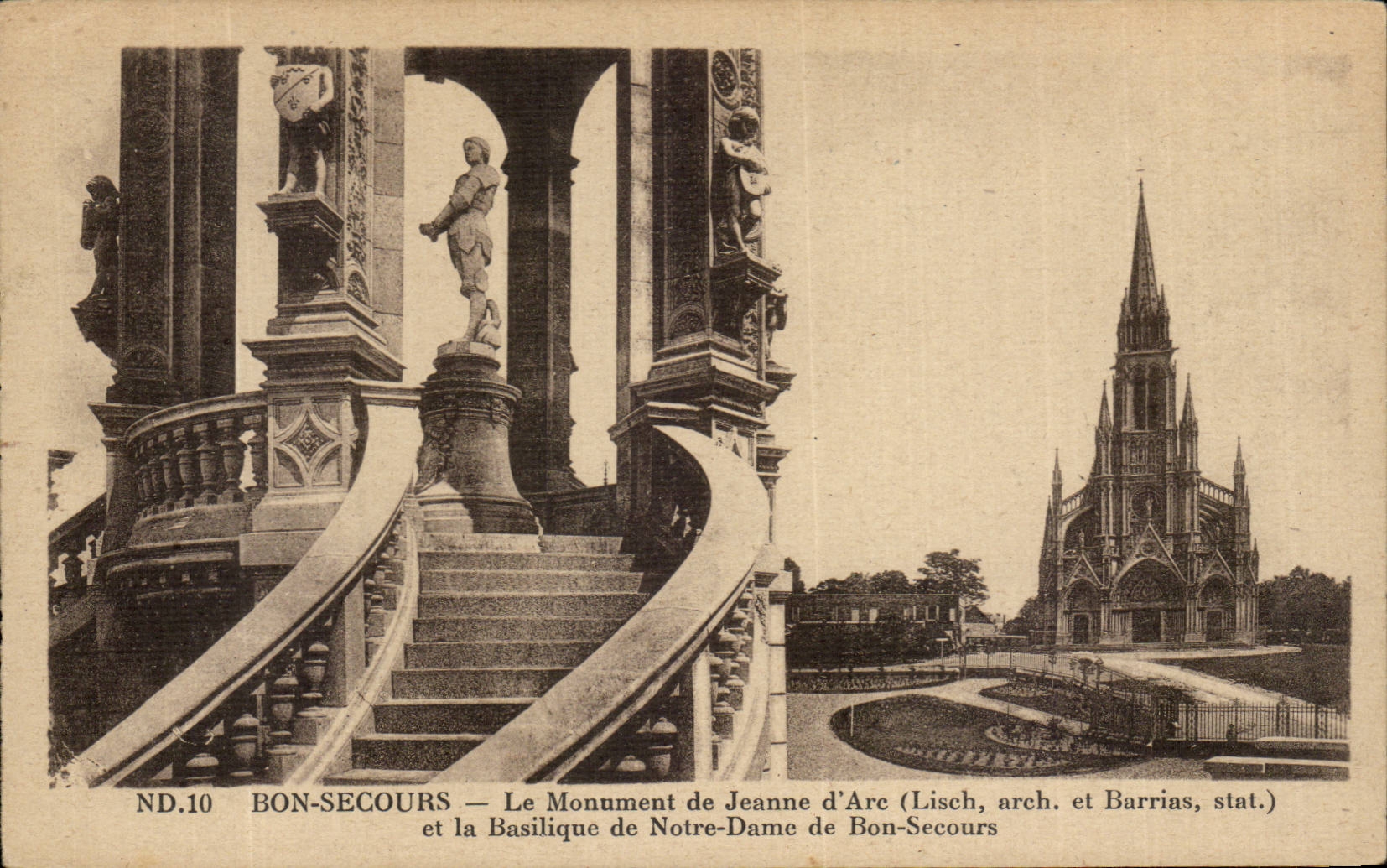 CPA Good Help the monument of Jeanne of arc and the basilica of Notre Dame de Bonsecours