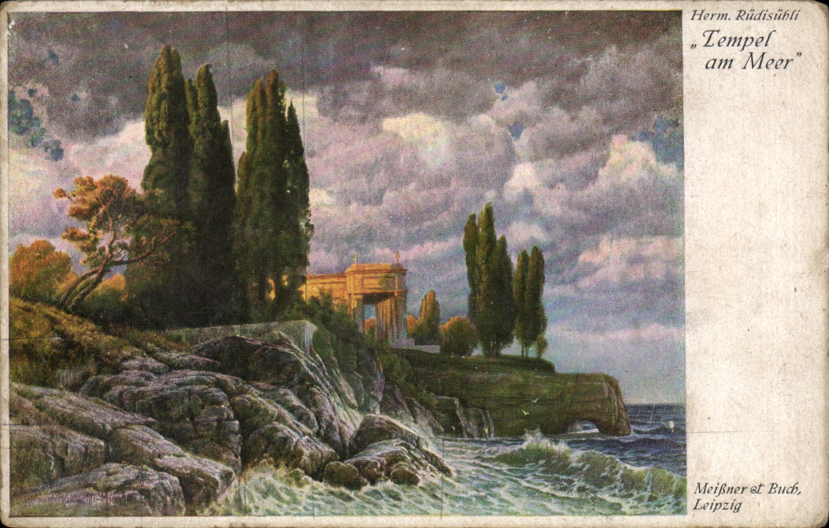 CPA Tempel am Meer Meissner Buch Leipzig Herm Rudisubli