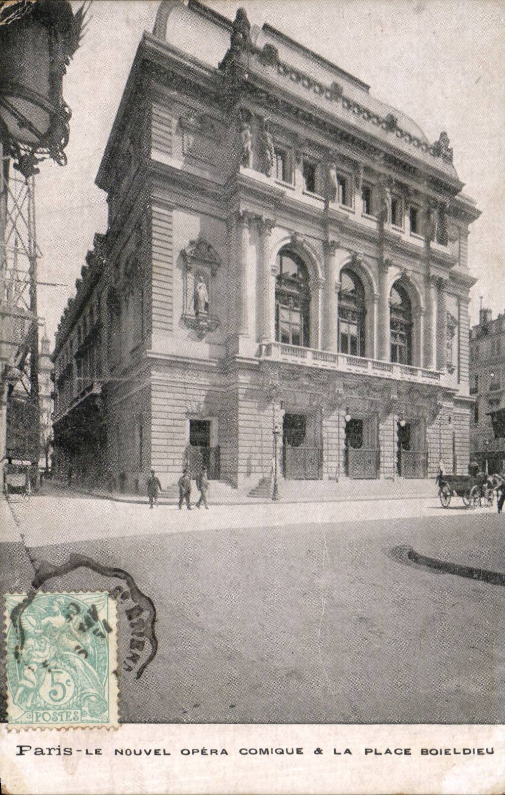 CPA Paris Nouvel opera comique et la place Boieldieu