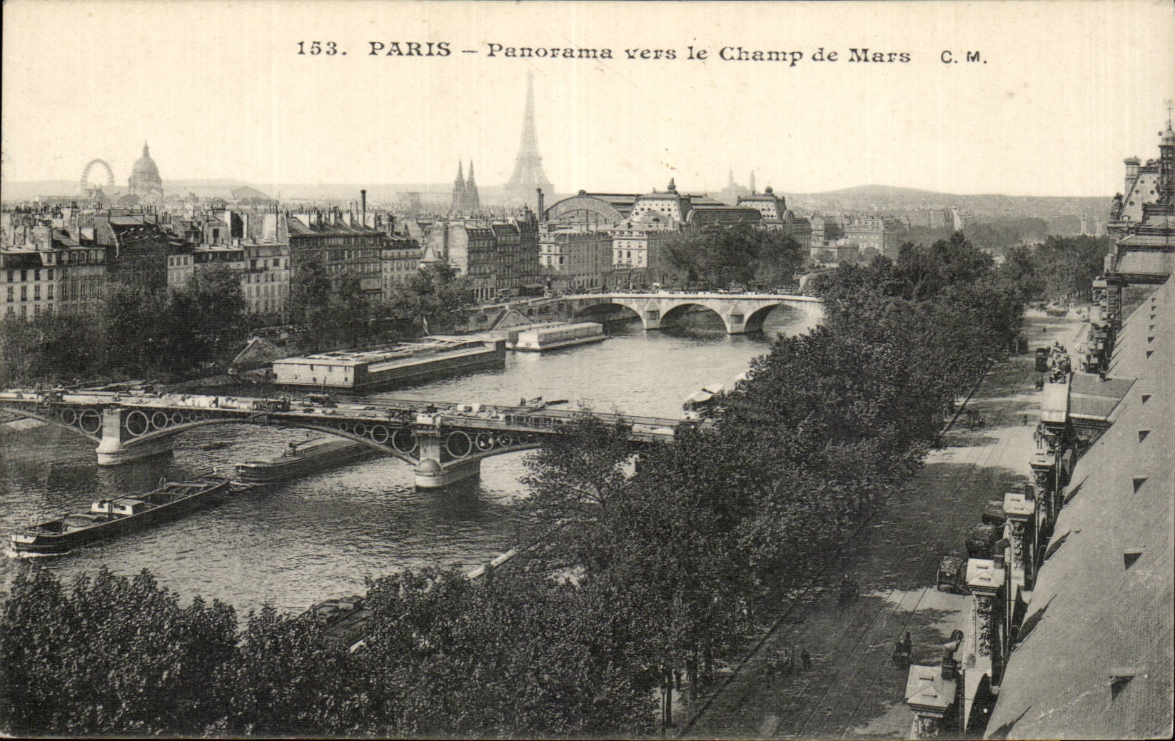 CPA Paris Panorama towards the Champ de Mars Eiffel Tower