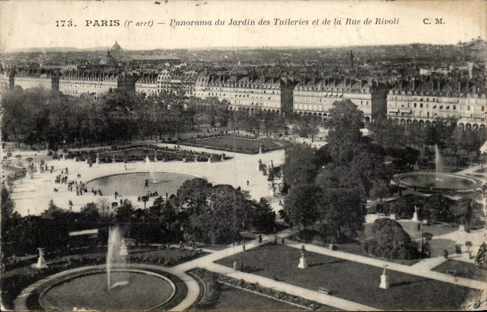 CPA Paris Panorama du jardin des Tuileries et de la rue de Rivoli