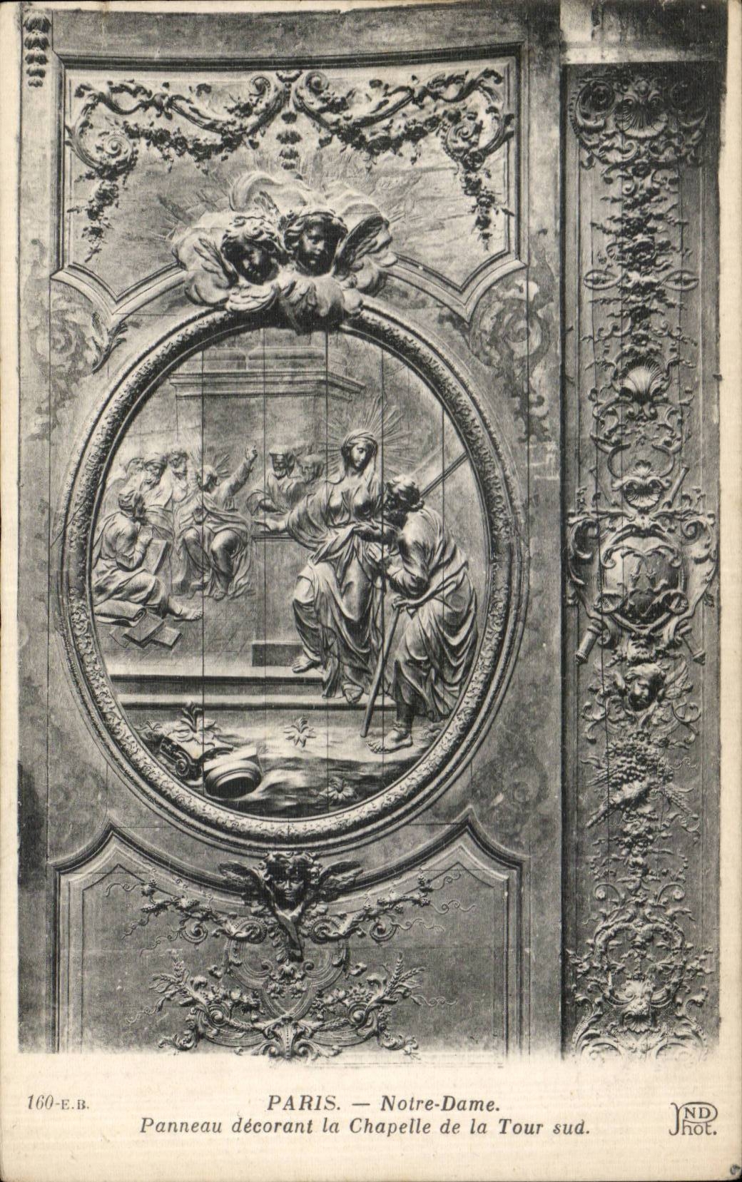 CPA Paris Notre Dame Panneau decorant la chapelle de la tour sud