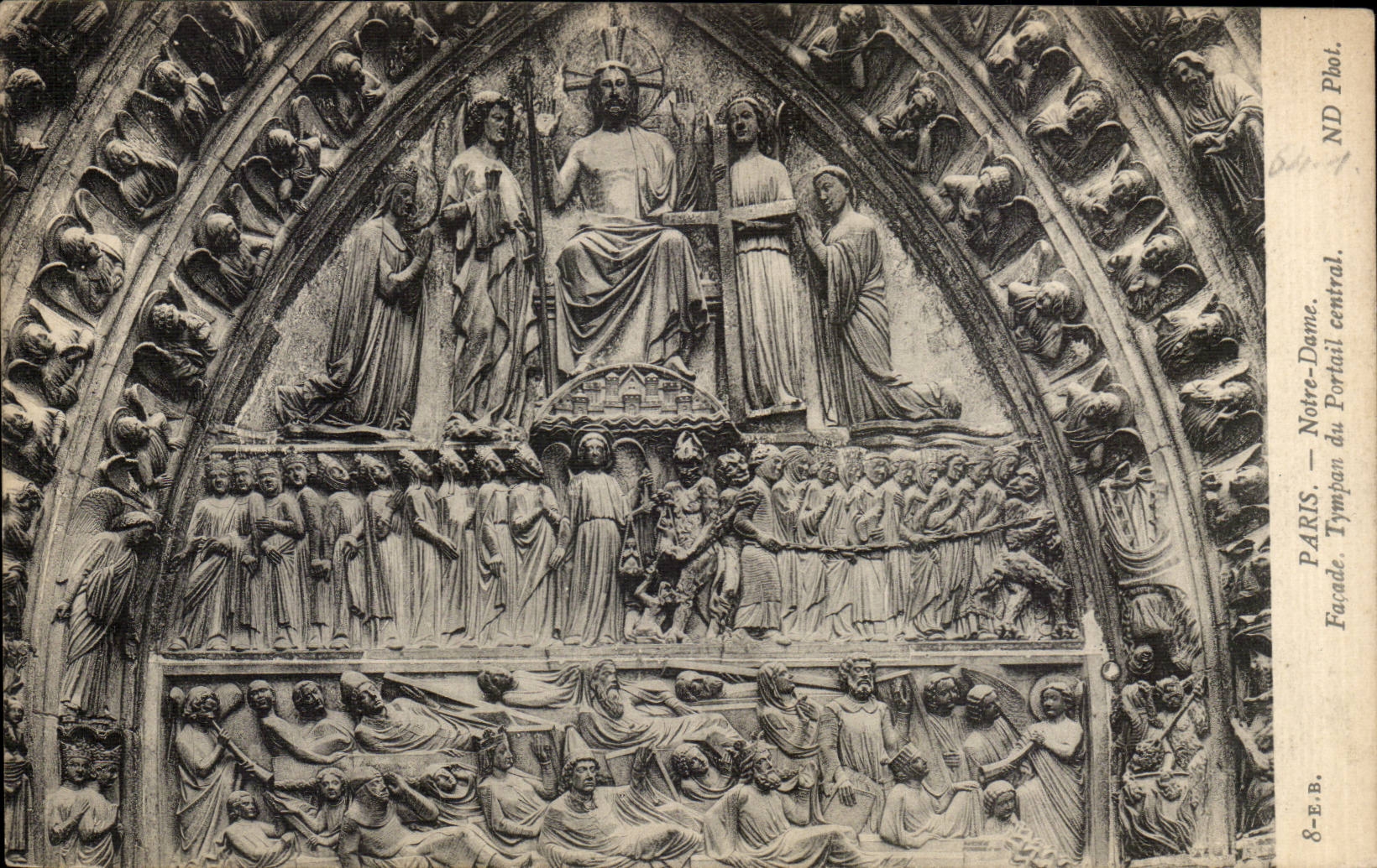 CPA Paris Notre Dame Facade Tympan du portail central