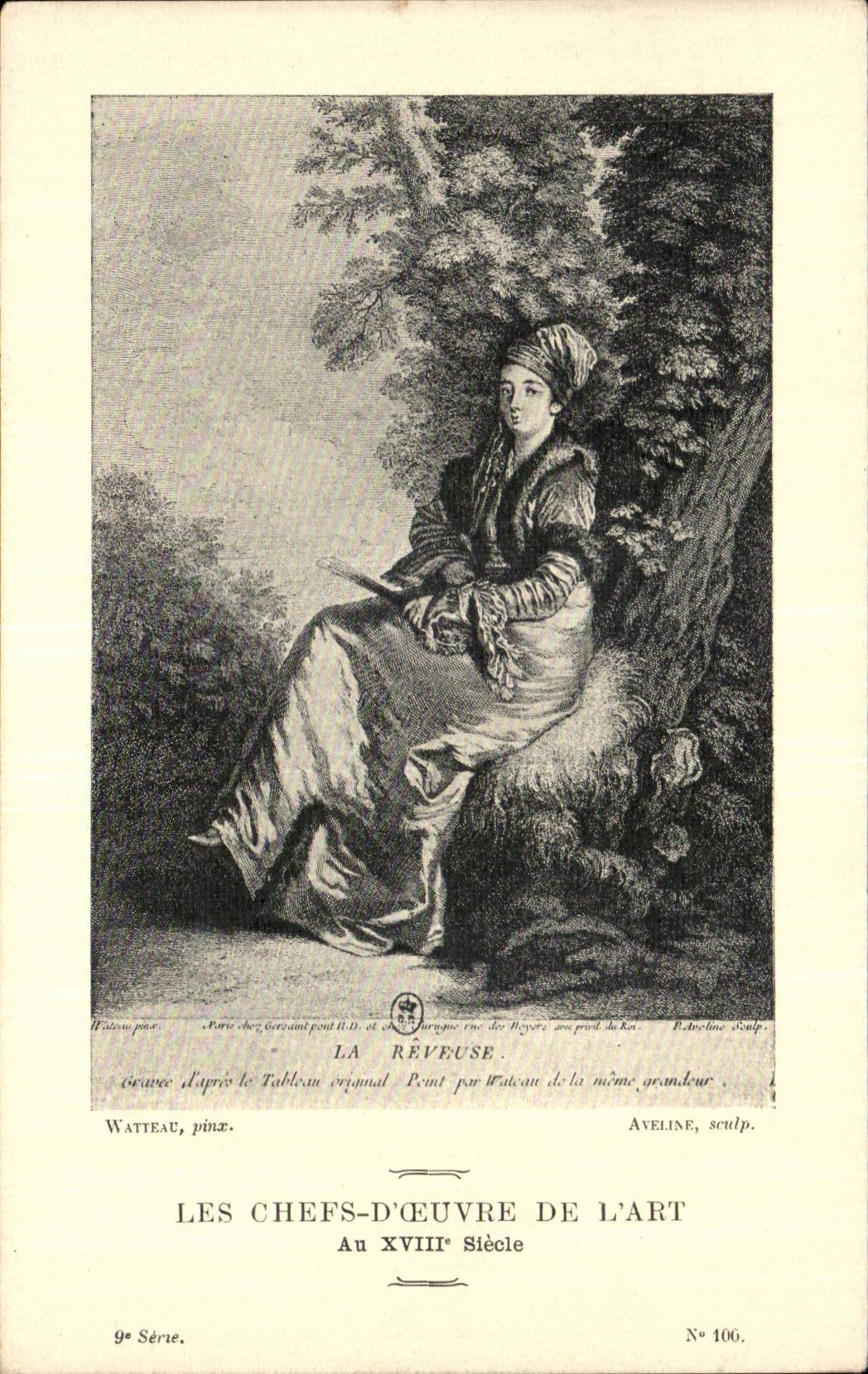 CPA Fantaisie Les chefs d'oeuvre de l'art au 18eme La reveuse Watteau