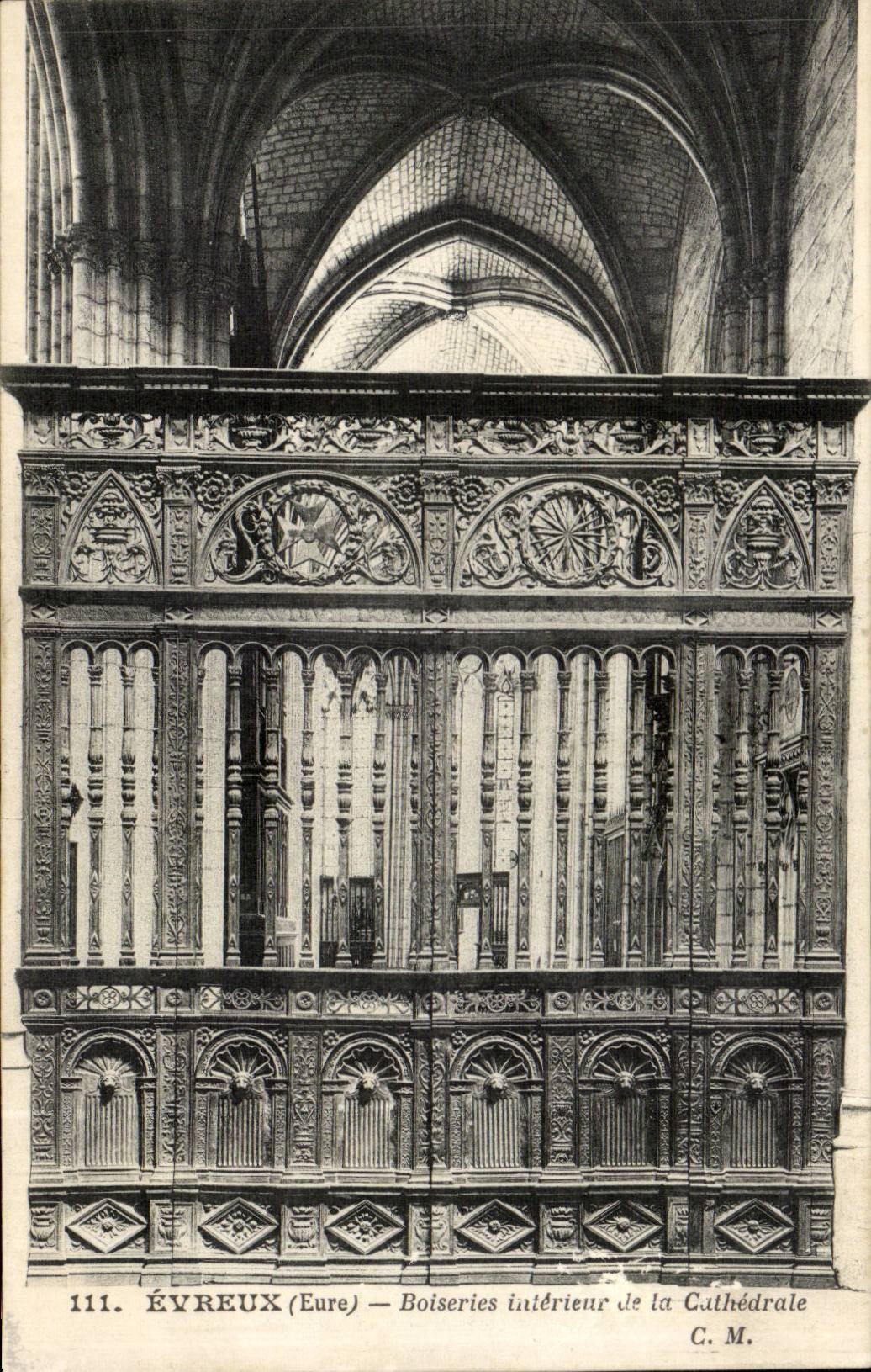Interior Evreux CPA Woodworks of the cathedral