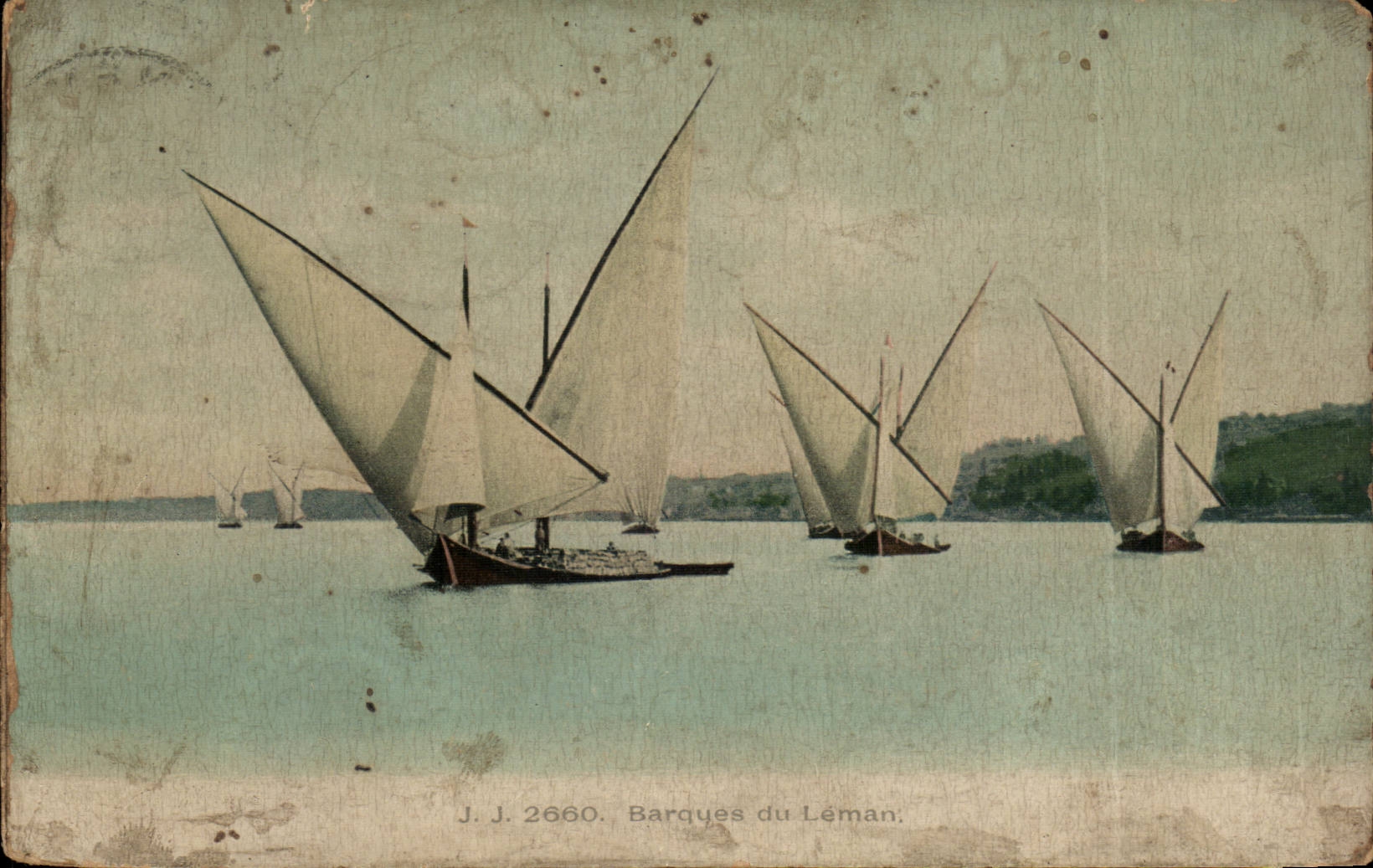 CPA Cartes collees Barques du Lac Leman Fontainebleau Belvedere de Lavalliere