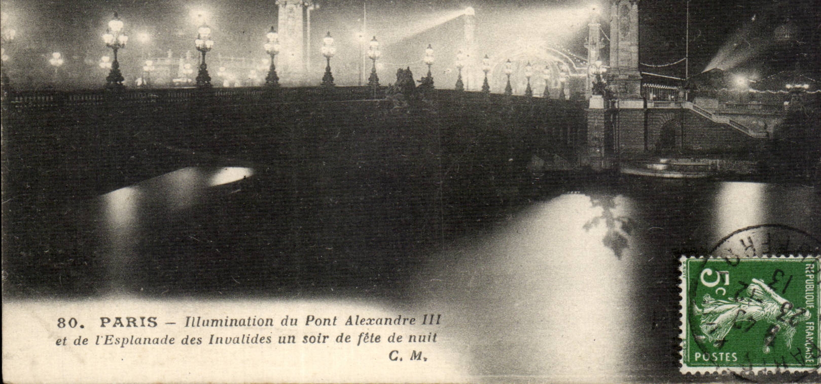 Paris CPA Illumination of the bridge Alexandre III and the esplanade of Invalides evening of festival of night