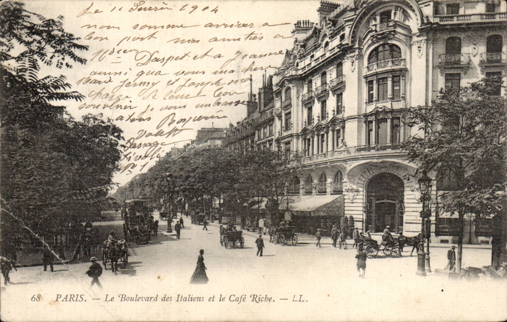 Paris CPA Boulevard des Italiens et le cafe Riche