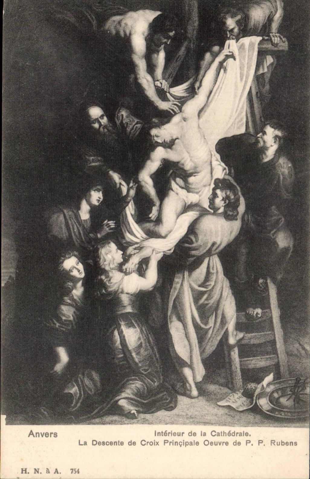 CPA Anvers Interieur de la cathedrale La descente en croix principale oeuvre de Rubens